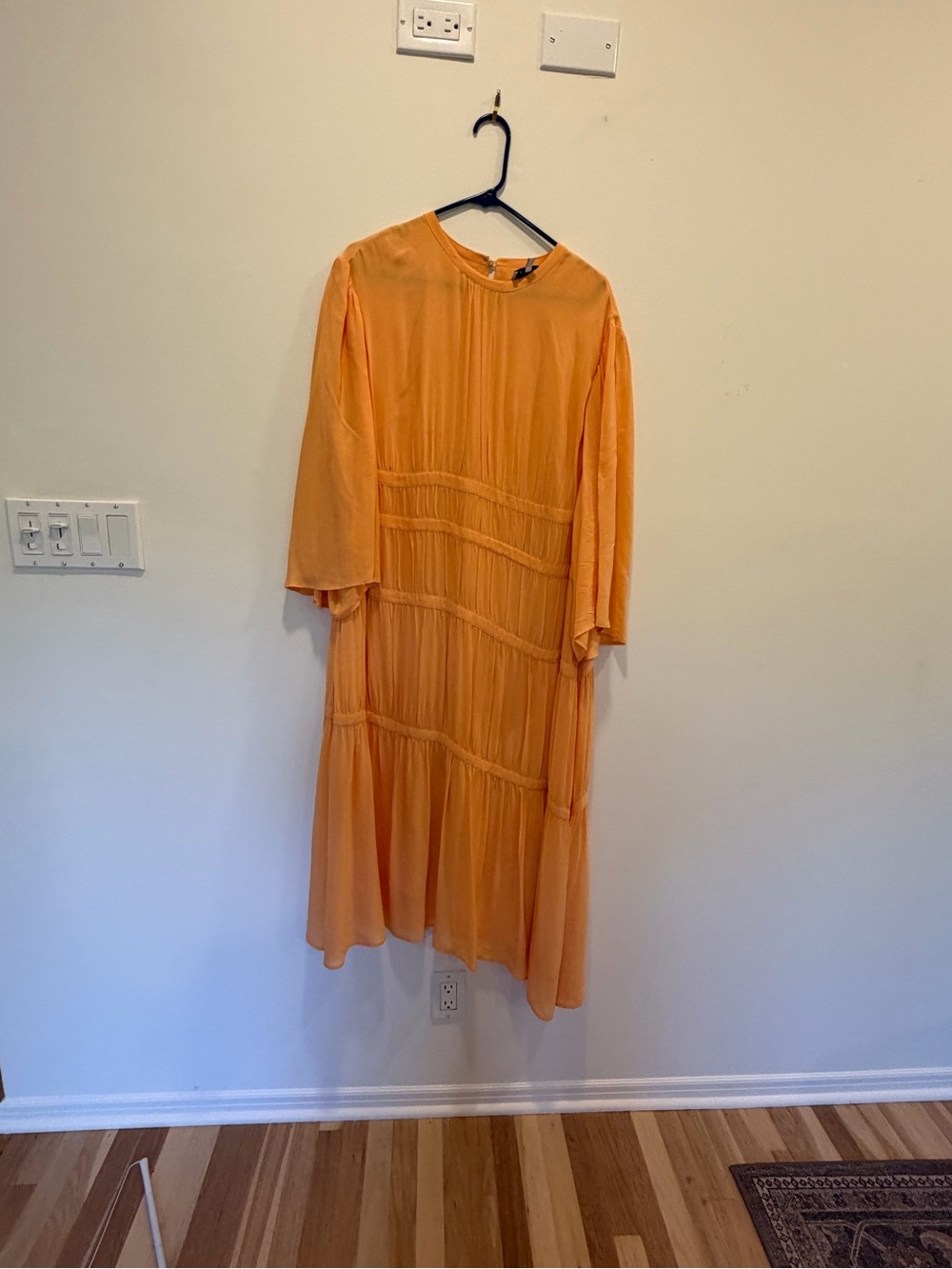 & Other Stories Peach-Orange Midi Dress with Tiered Panels